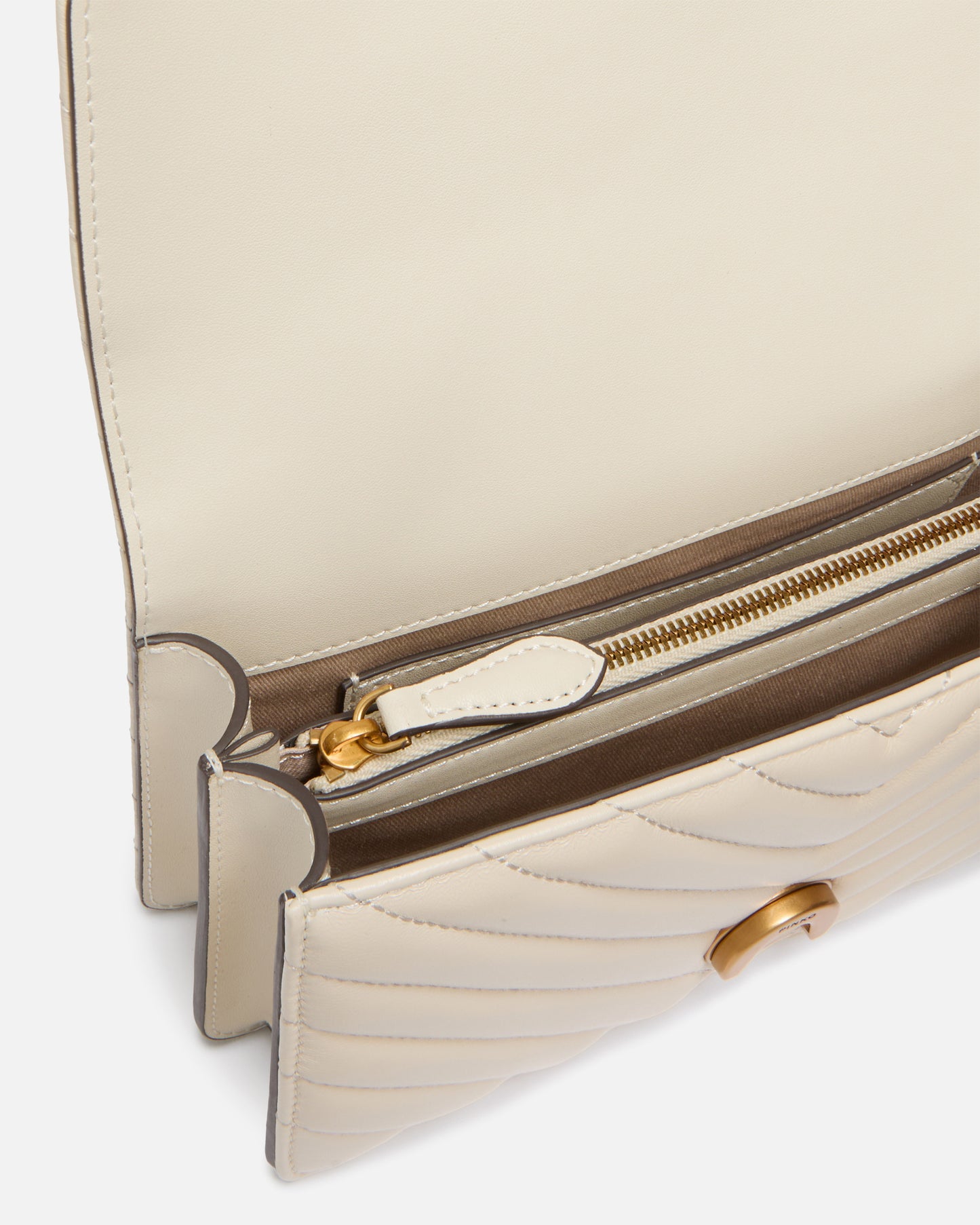 Mini Love Bag One Chevron - Bianco Seta , Antique Gold