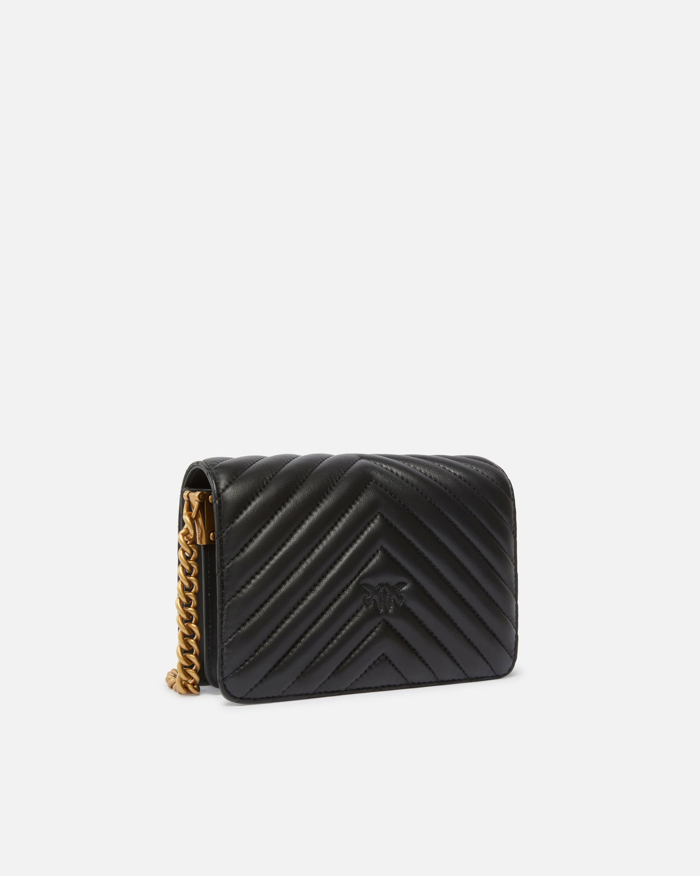 Mini Love Bag Click Chevron - Black , Antique Gold