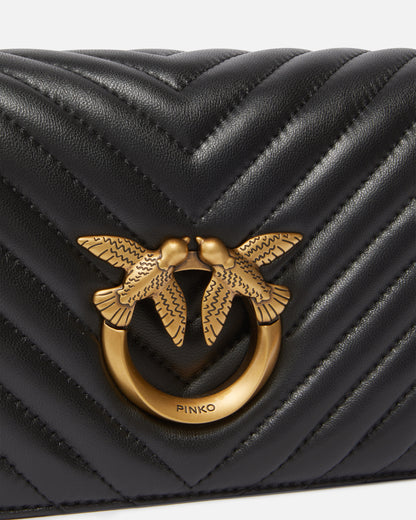Mini Love Bag Click Chevron - Black , Antique Gold