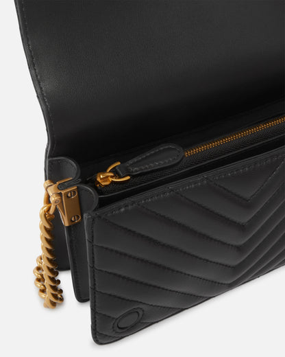 Mini Love Bag Click Chevron - Black , Antique Gold