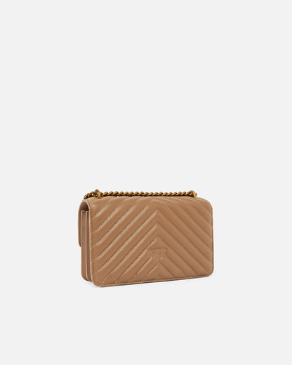Mini Love Bag One Chevron - Biscotto , Antique Gold