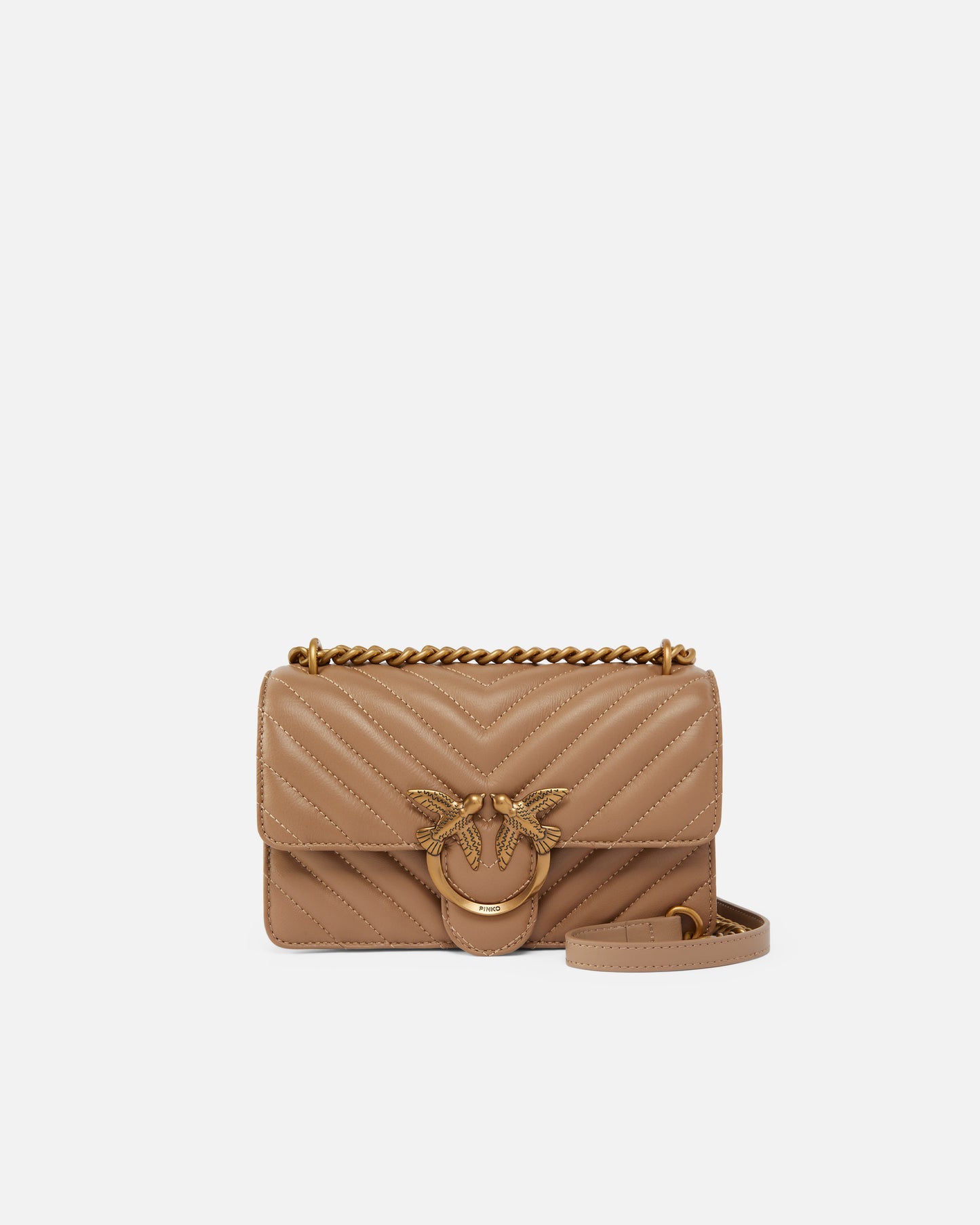 Mini Love Bag One Chevron - Biscotto , Antique Gold