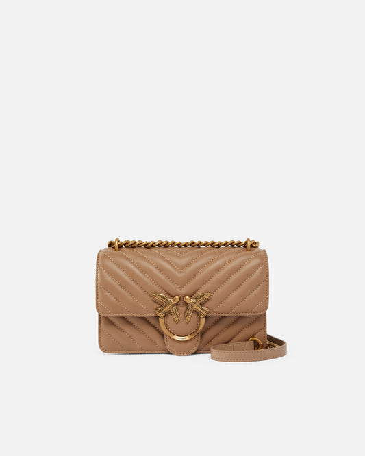 Mini Love Bag One Chevron - Biscotto , Antique Gold