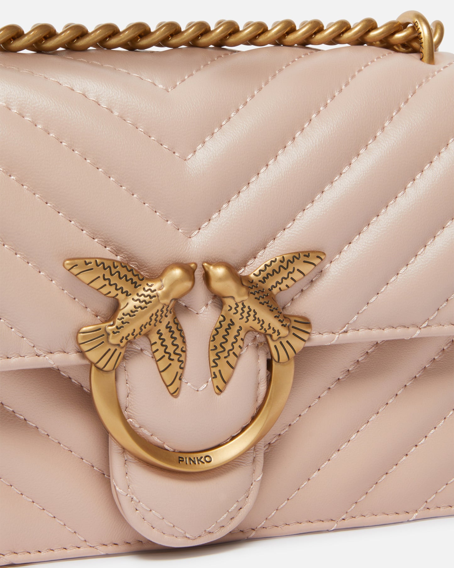 Mini Love Bag One Chevron - Cipria , Antique Gold