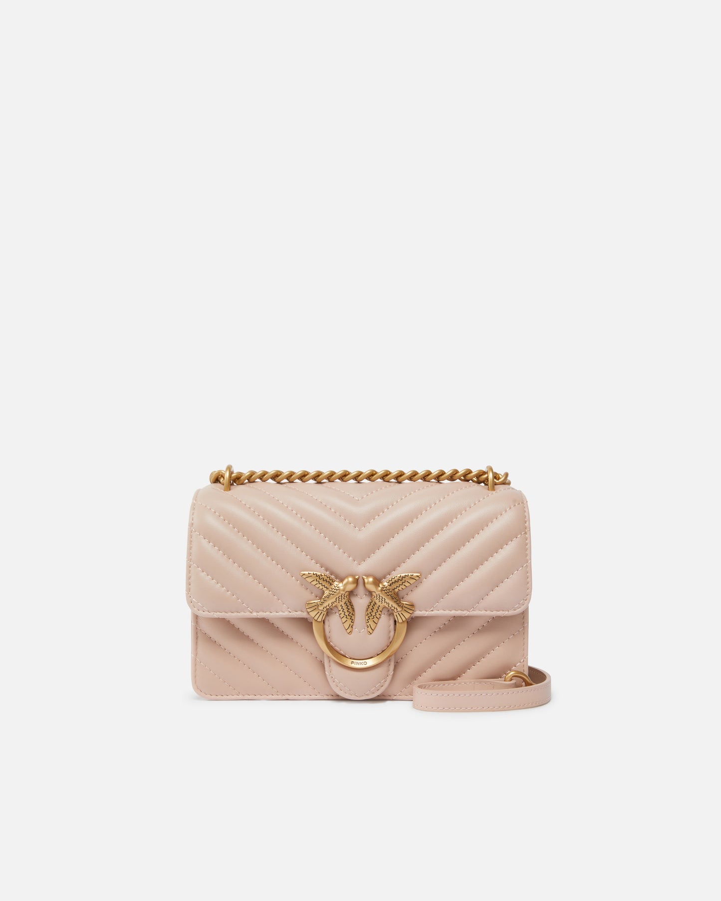 Mini Love Bag One Chevron - Cipria , Antique Gold