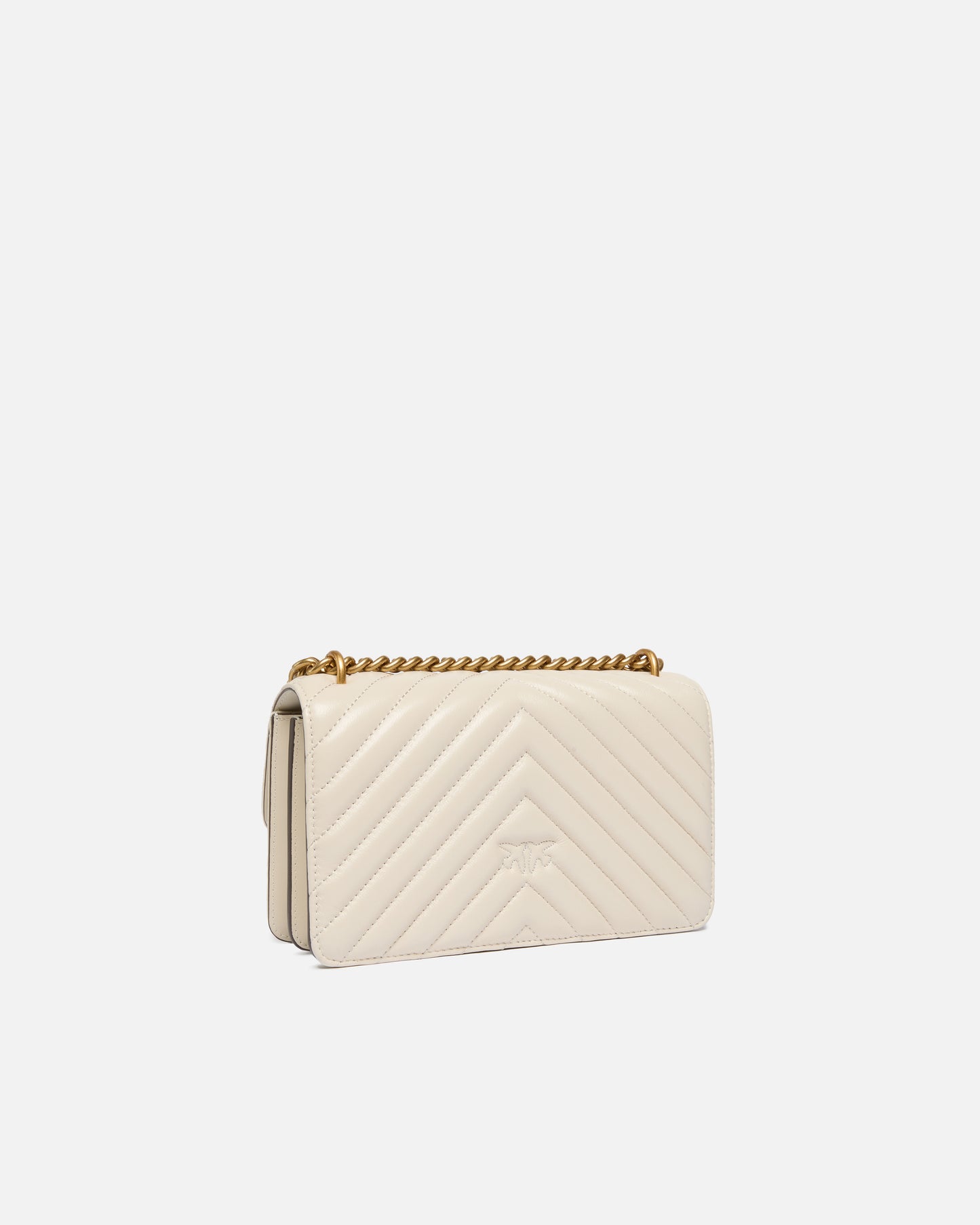 Mini Love Bag One Chevron - Bianco Seta , Antique Gold