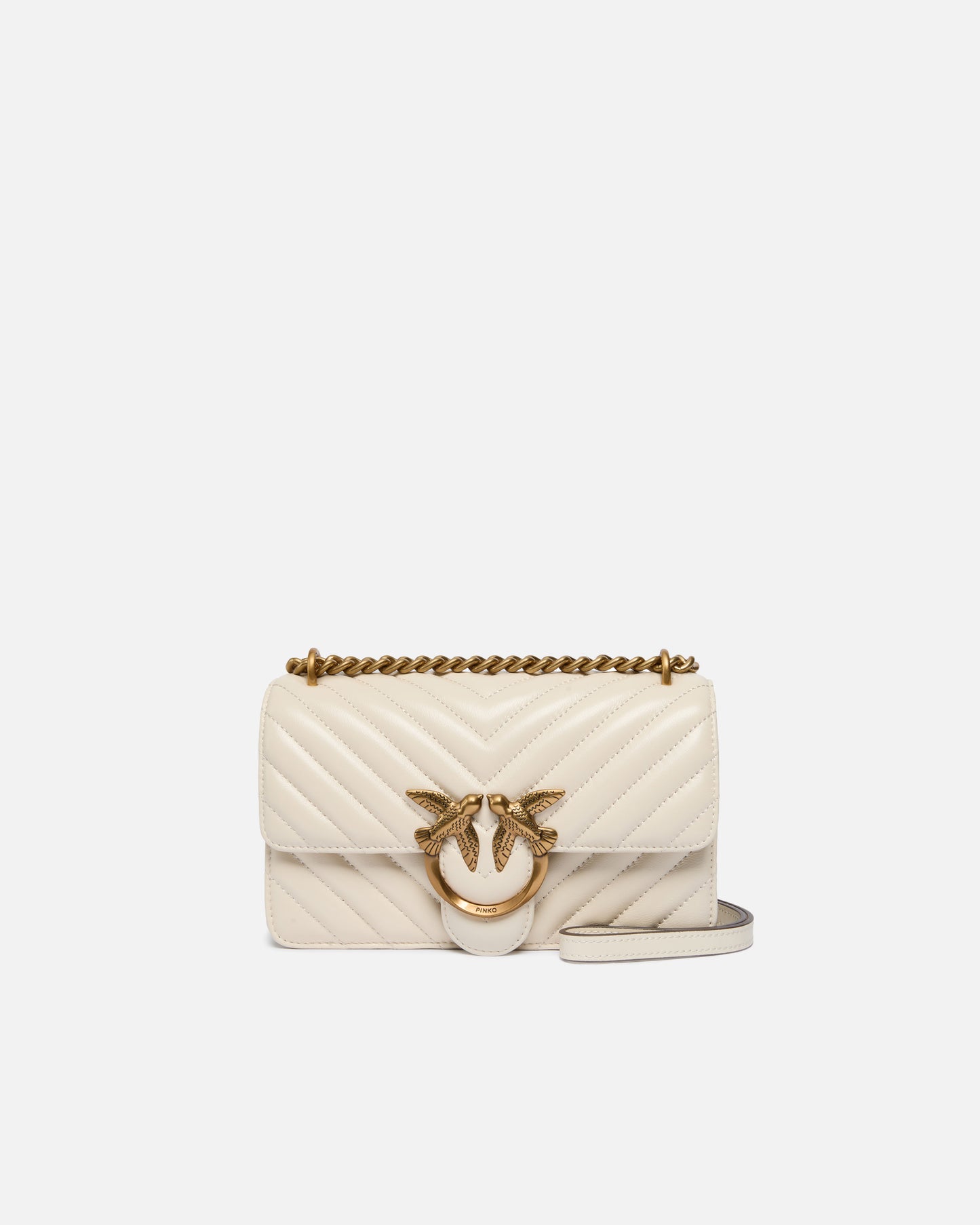 Mini Love Bag One Chevron - Bianco Seta , Antique Gold