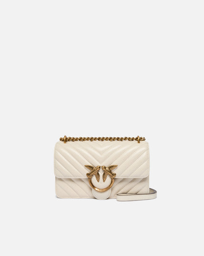 Mini Love Bag One Chevron - Bianco Seta , Antique Gold