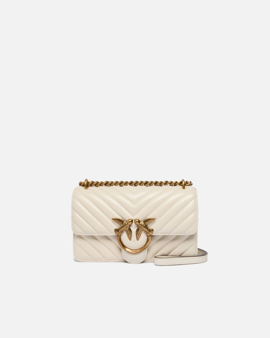 Mini Love Bag One Chevron - Bianco Seta , Antique Gold