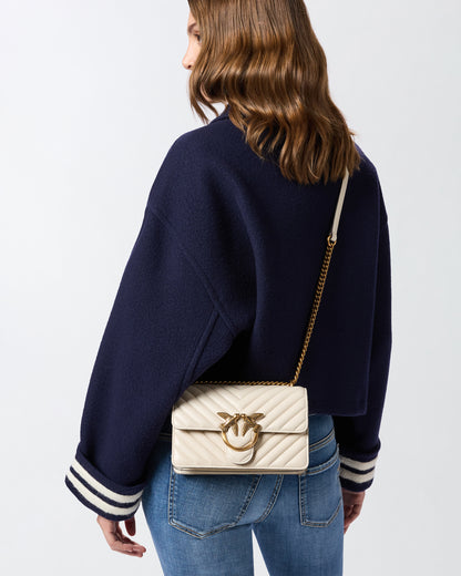 Mini Love Bag One Chevron - Bianco Seta , Antique Gold