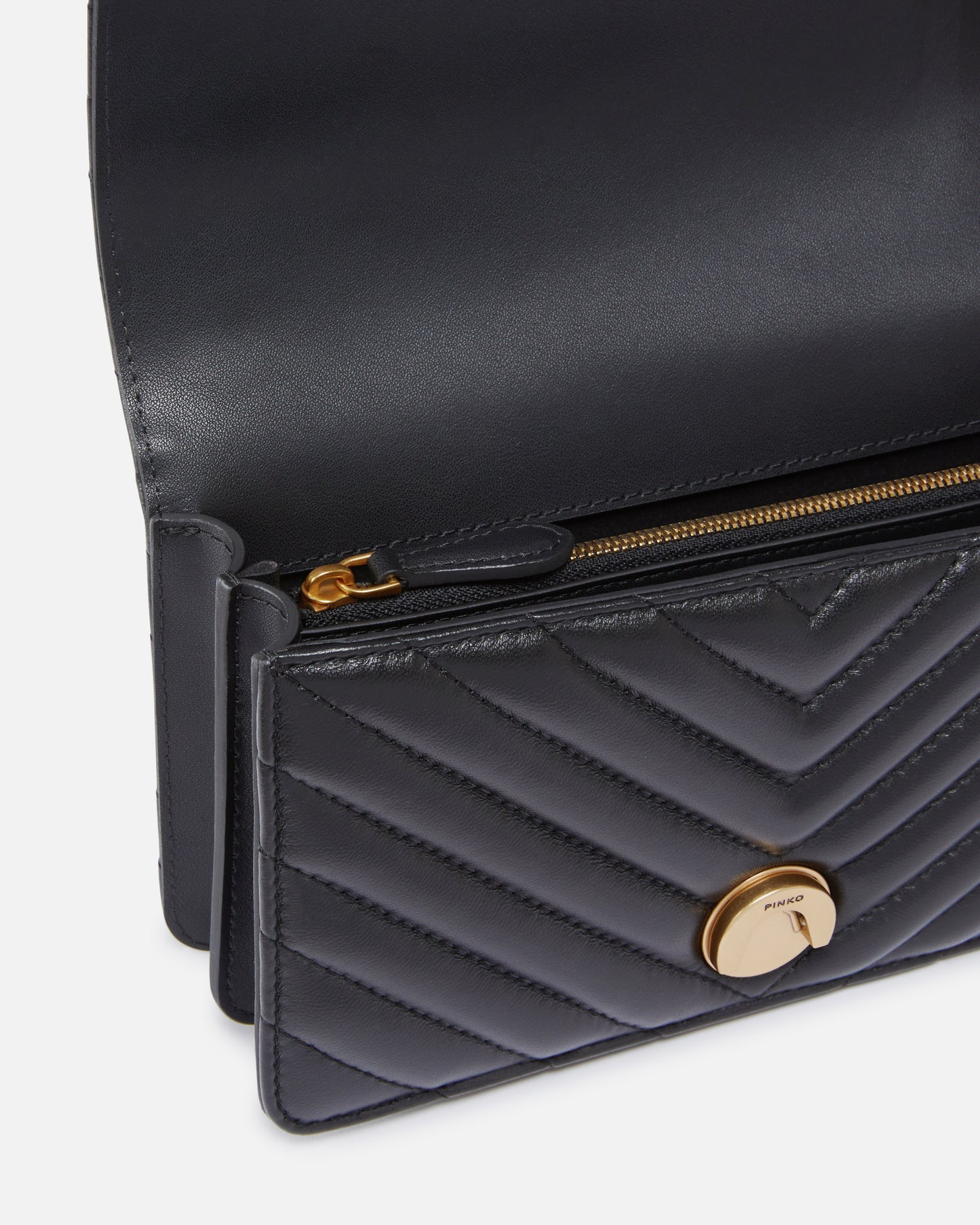 Mini Love Bag One Chevron - Black , Antique Gold