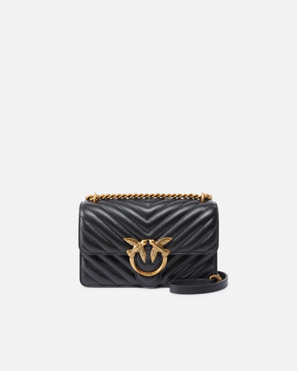 Mini Love Bag One Chevron - Black , Antique Gold