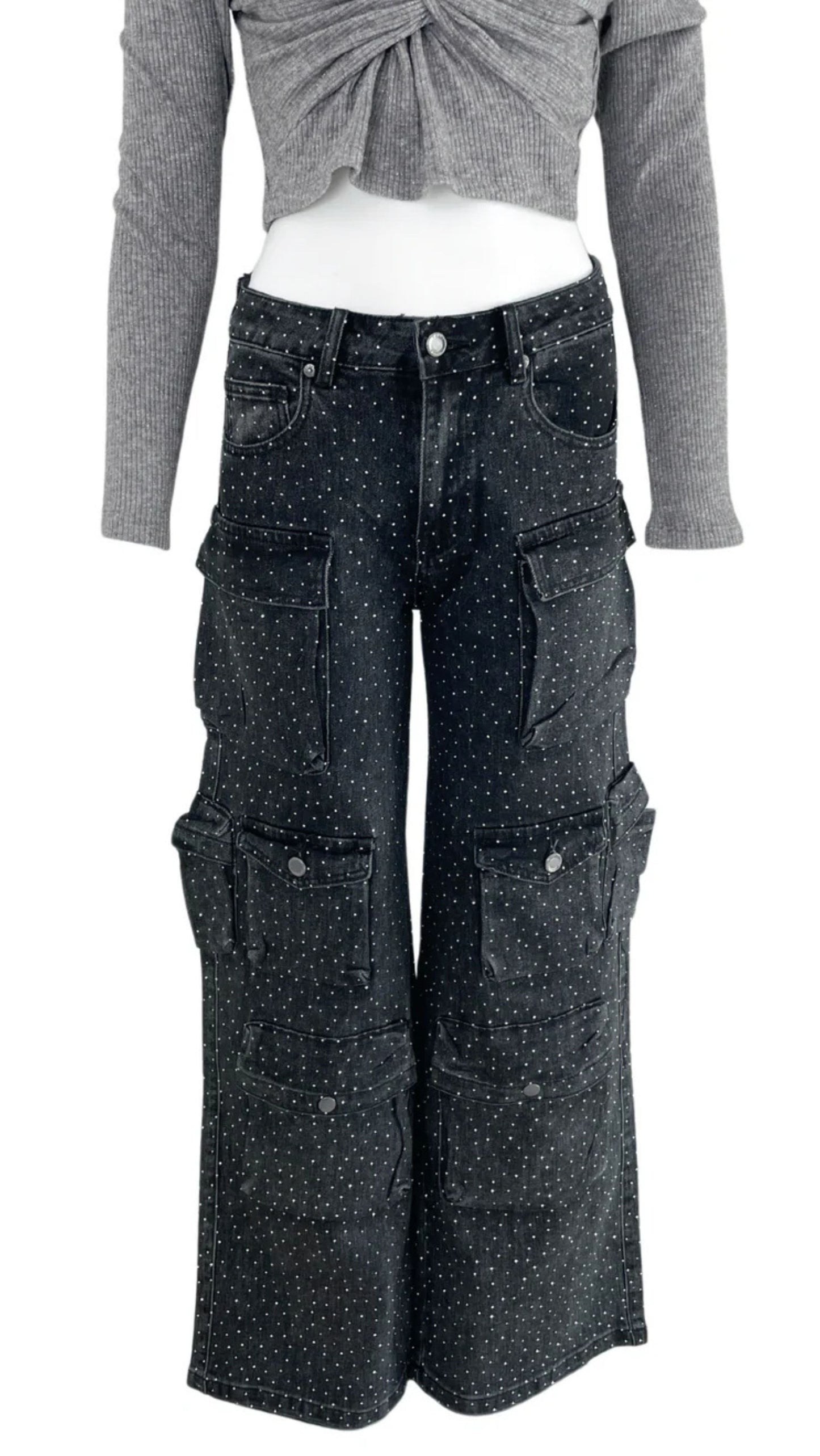 Jeans Cargo Brillantino Black