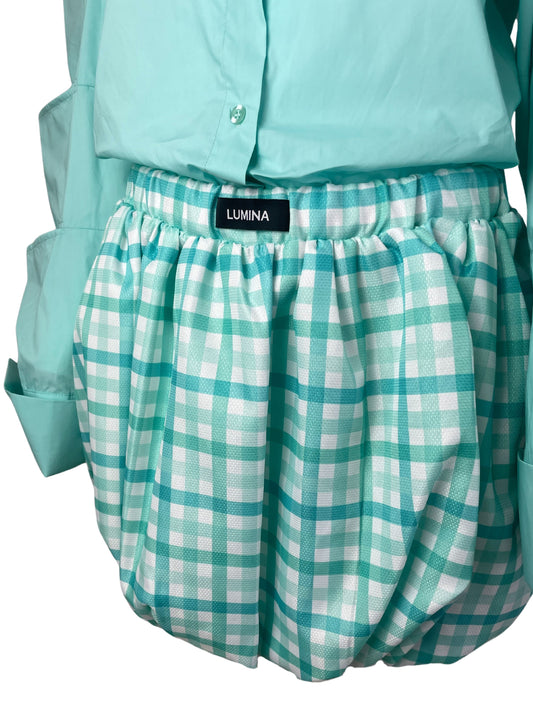 Gonna Tartan Lumina Turchese