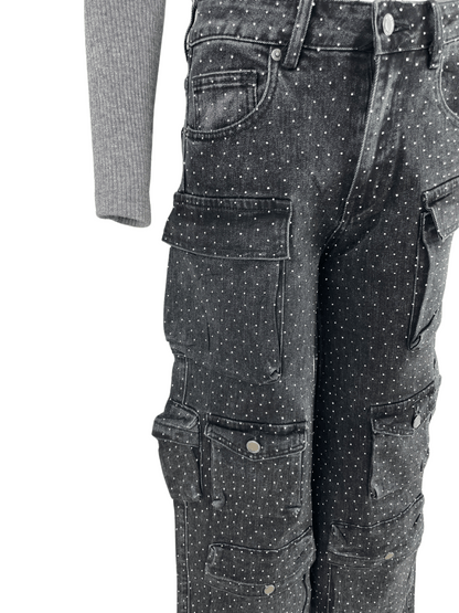 Jeans Cargo Brillantino Black