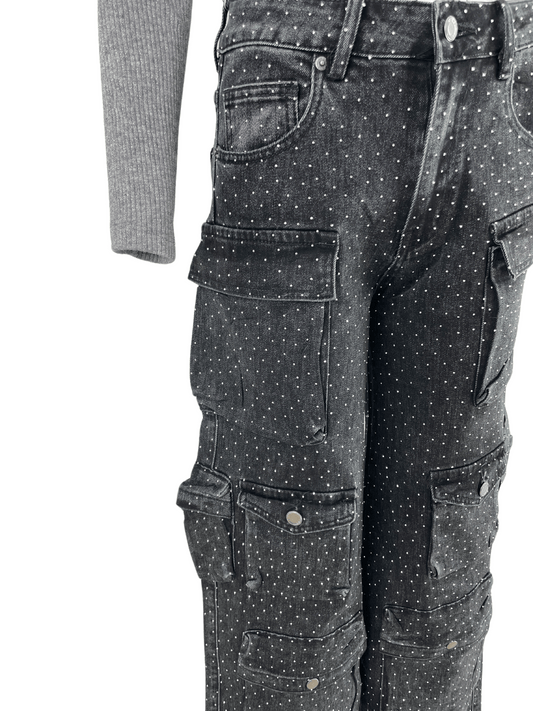 Jeans Cargo Brillantino Black