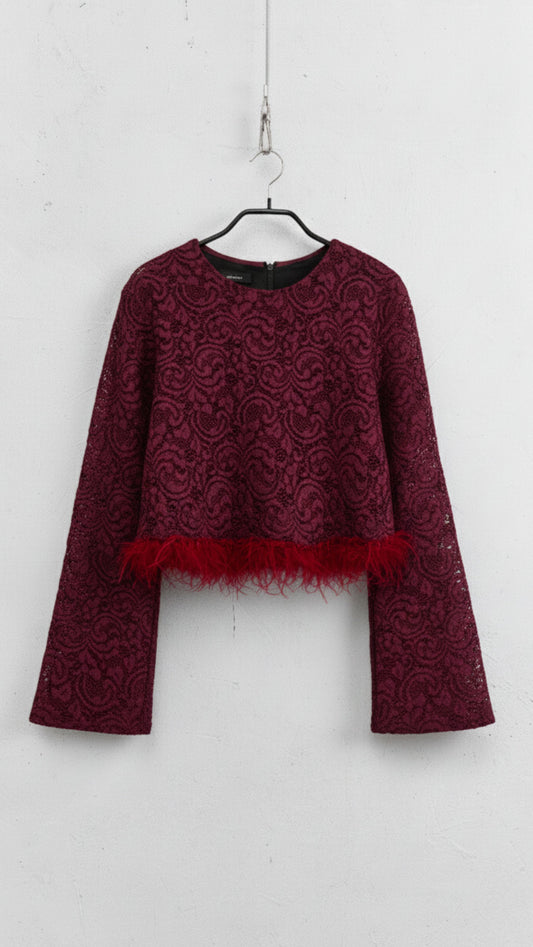 Top Lumina Crop Merletto