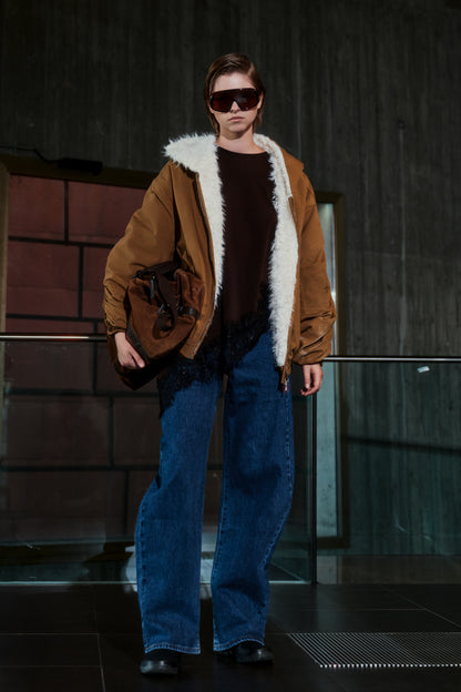 T-Shirt Lumina Merletto Asimmetrico